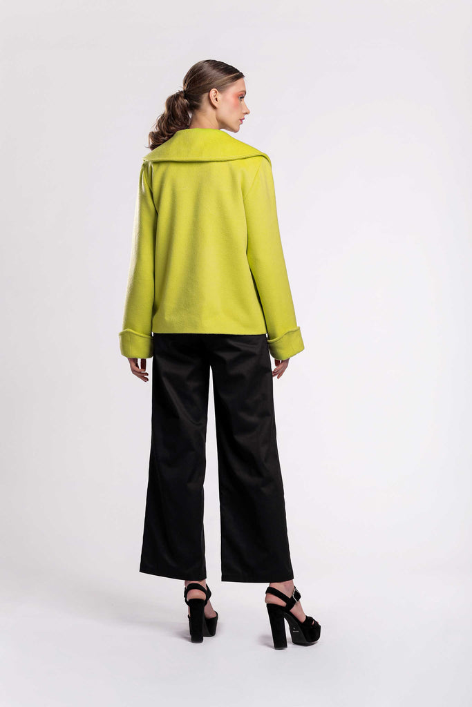 Biker Style Jackets fashion! happy collection, with front zipper fastning, wide collar design made of wool fabric! jujule lemonie yellow