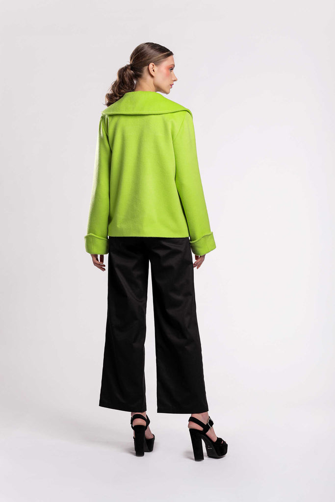 Biker Style Jackets fashion! happy collection, with front zipper fastning, wide collar design made of wool fabric! jujule lemonie lime