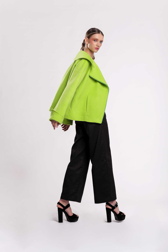 Biker Style Jackets fashion! happy collection, with front zipper fastning, wide collar design made of wool fabric! jujule lemonie lime